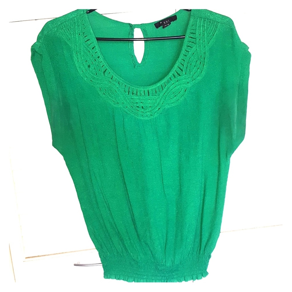 F21 Bright Green Spring Top, Medium